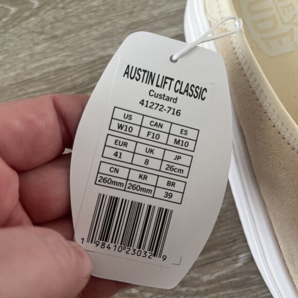 Hey Dude Women Sz 10 Austin Lift Classic Custard Beige Suede Mules Shoes NWT - Picture 2 of 4